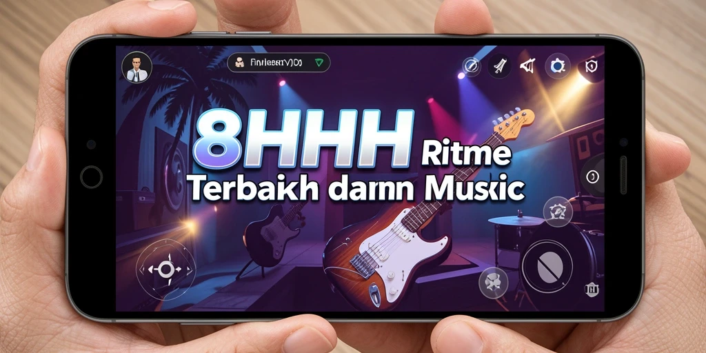 Tampilan utama 8HHH saat bermain game musik yang seru.