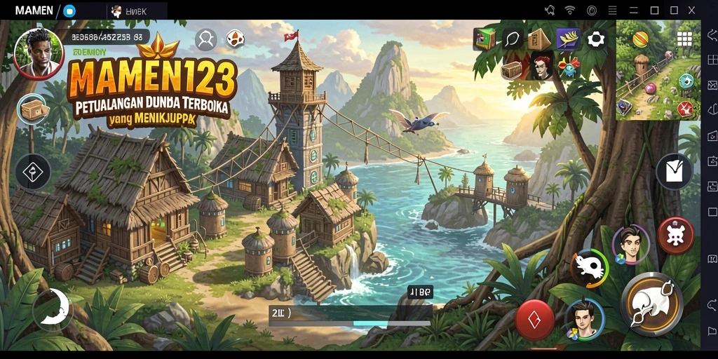 Tangkapan layar gameplay MAMEN123 dengan pemandangan luas dunia terbuka.