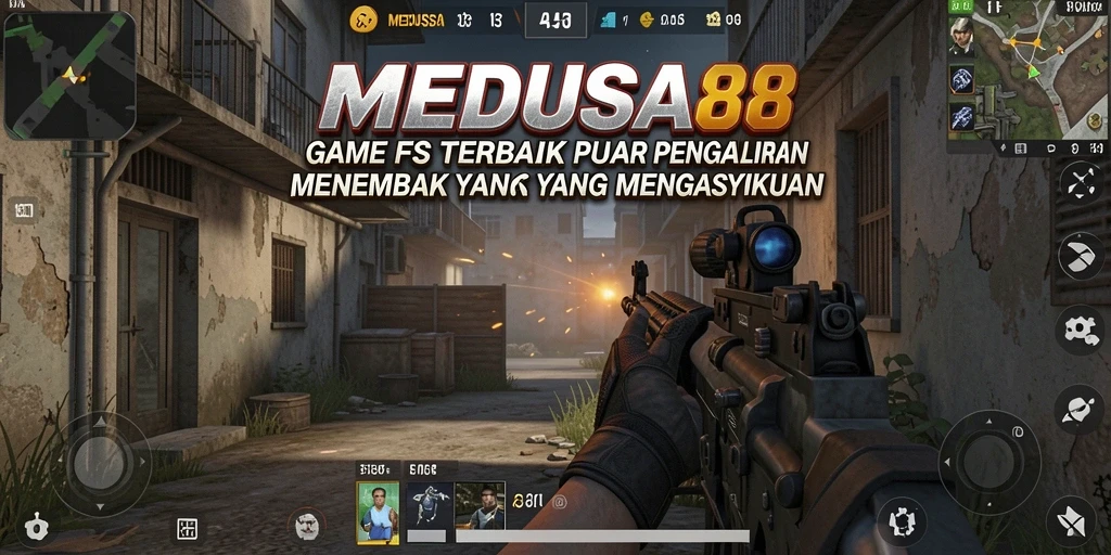 Screenshot dari gameplay <strong>MEDUSA88</strong> yang menunjukkan aksi tembak-menembak yang intens.