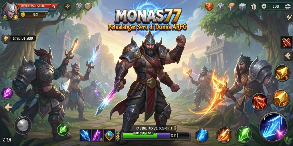 Gameplay seru MONAS77 dengan pertarungan dinamis dan peta luas.