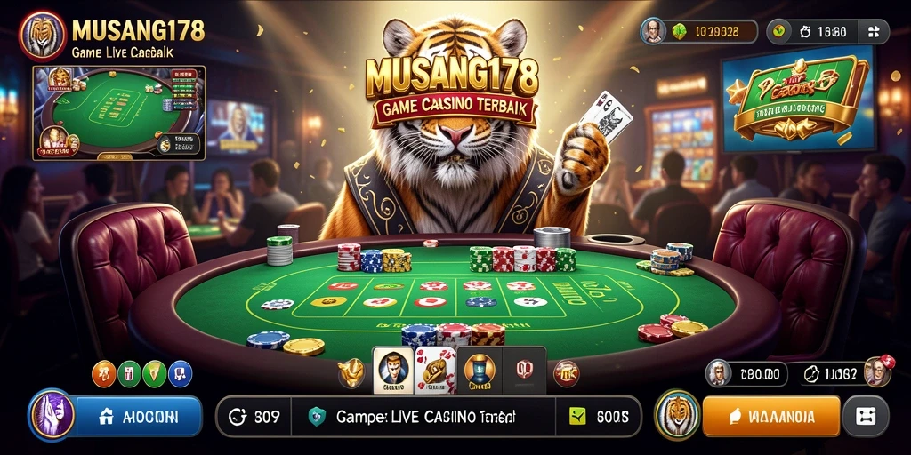 Screenshot game MUSANG178 menampilkan dealer langsung dan pemain yang berinteraksi.
