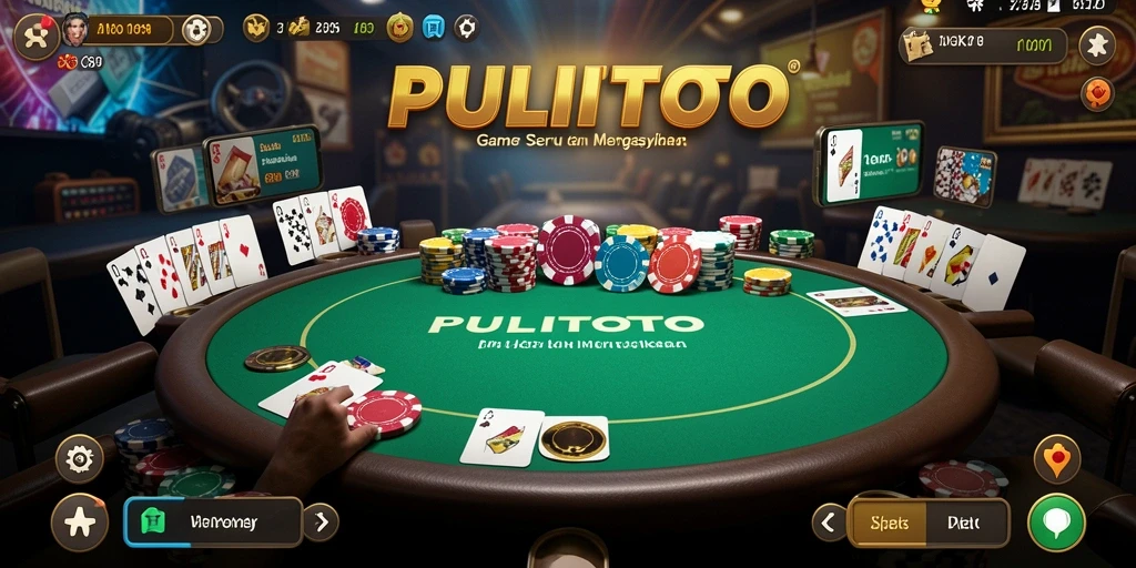 Screenshot gameplay PULITOTO yang menampilkan suasana poker yang mendebarkan.