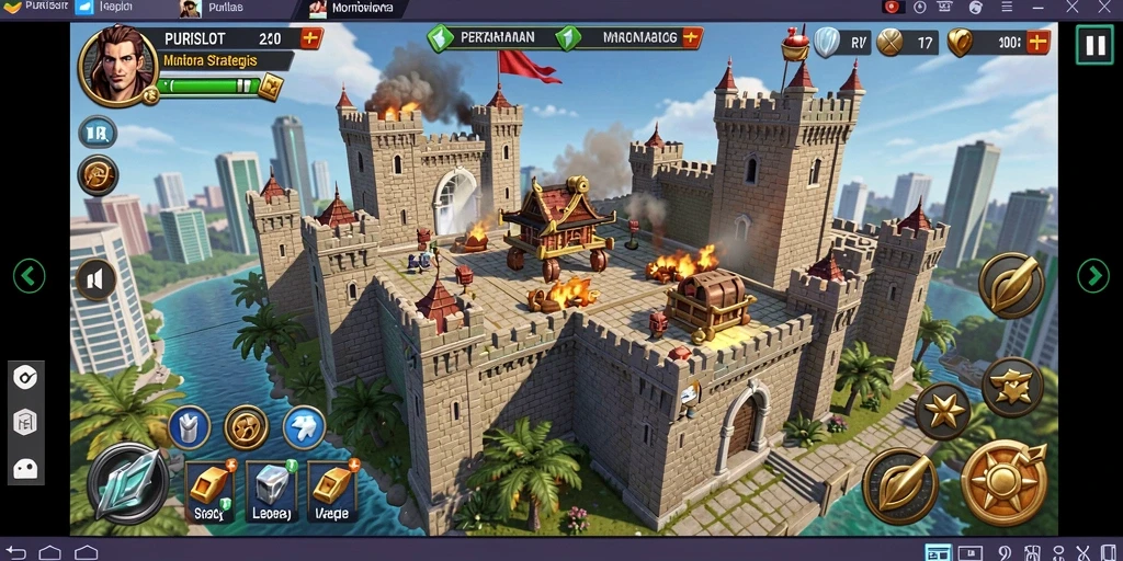 Tampilan gameplay menara pertahanan dalam PURISLOT yang mendebarkan.