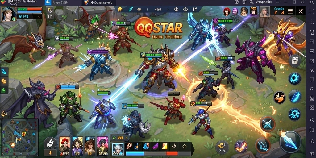 Tampilan gameplay menarik dari QQSTAR dalam aksi strategi.