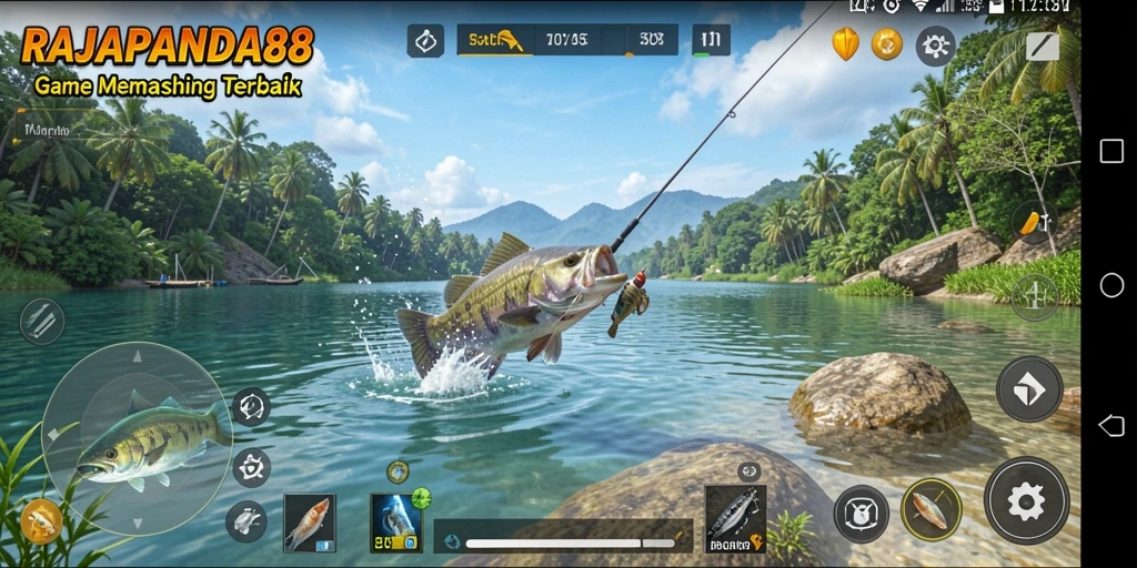 Tampilan gameplay menarik dari RAJAPANDA88 saat memancing dengan teman.