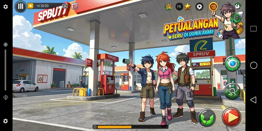 Gameplay seru dengan karakter anime ikonik dalam SPBU77.