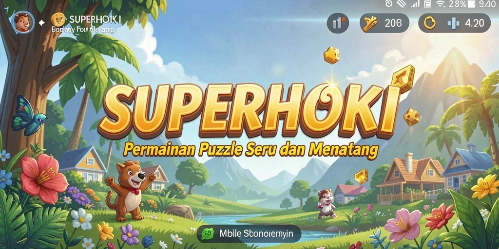 Tampilan gameplay <strong>SUPERHOKI</strong> dengan berbagai teka-teki menarik.
