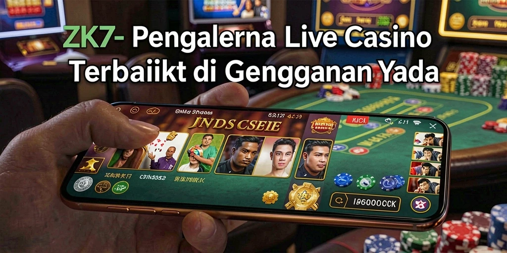 Tampilan gameplay Live Casino ZK7 dengan dealer langsung.